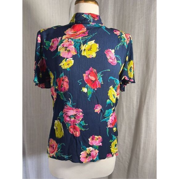 Anne Klein Women's Navy Floral Blouse - Size 8 - Picture 1 of 5